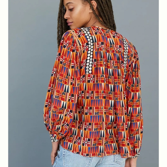 Anthropologie Verb Yasmeen Embroidered Peasant Blouse Top - Picture 2 of 16